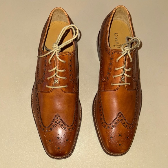 Cole Haan Men's Brown Leather Wingtip Shoes - Picture 2 of 4
